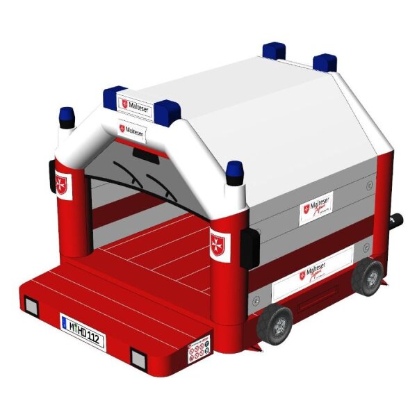 Hüpfburg Standard Krankenwagen Malteser Hilfsdienst MHD Set