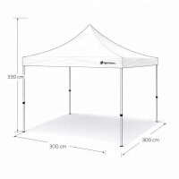 Faltzelt 3x3 weiss Komplettset ohne Seitenteile