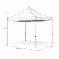 Faltzelt 3x3 schwarz Komplettset ohne Seitenteile